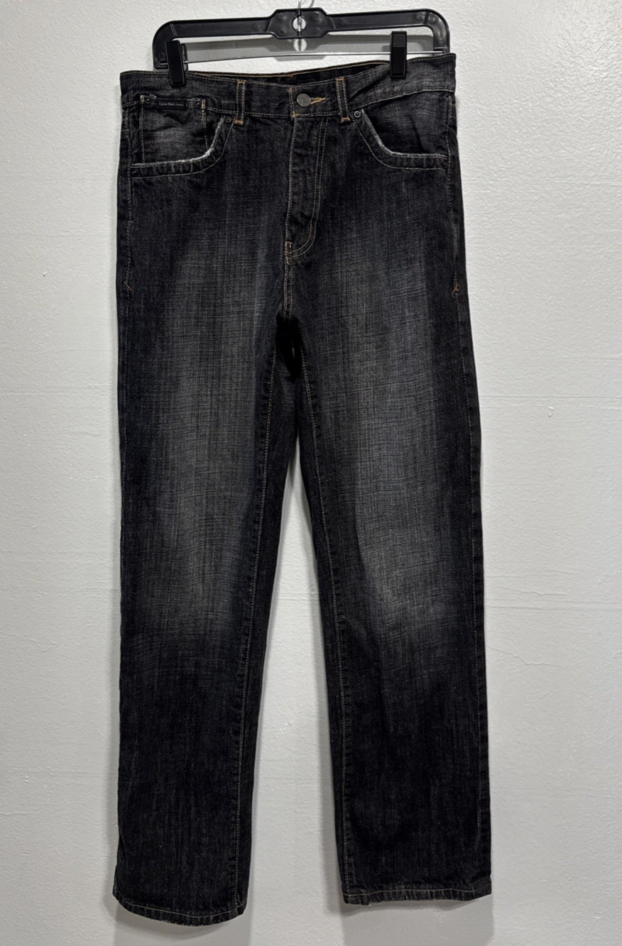 Calvin Klein Straight Leg Men's Jeans Size 32 W31.75 L32 Black Denim Cotton